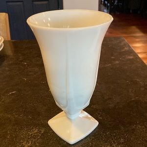 Vintage 1950s Milk Glass Vase with pedestal base